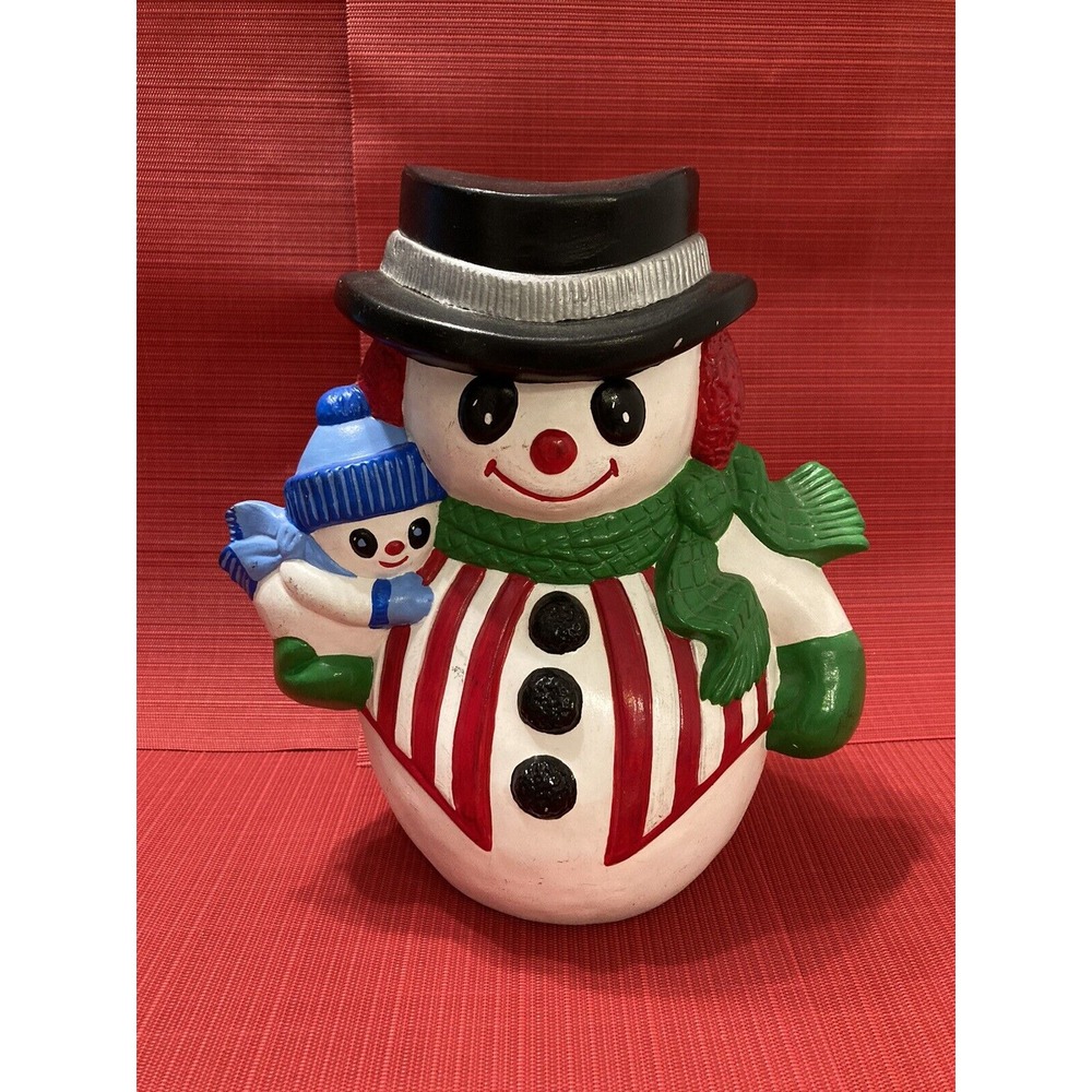 Vintage Ceramic Mold 10" Snowman / With vest‎ & Top Hat Snowmen / Hand Painted